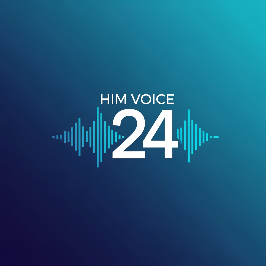 AI Design for him voice 24 logo banao