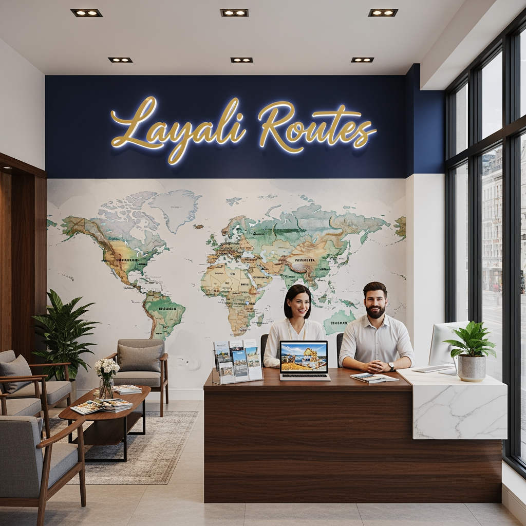 AI Design for travel agency agency name is layali routes