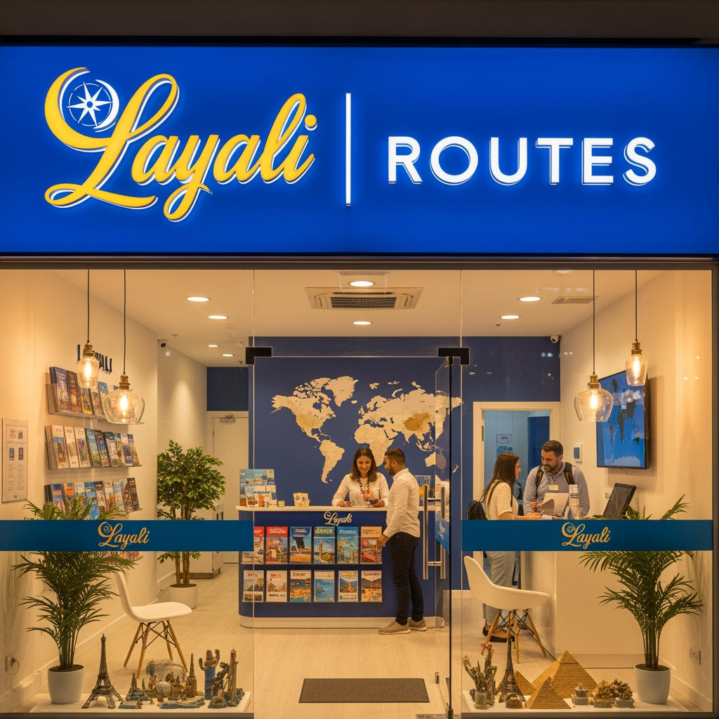 AI Design for travel agency agency name is layali routes