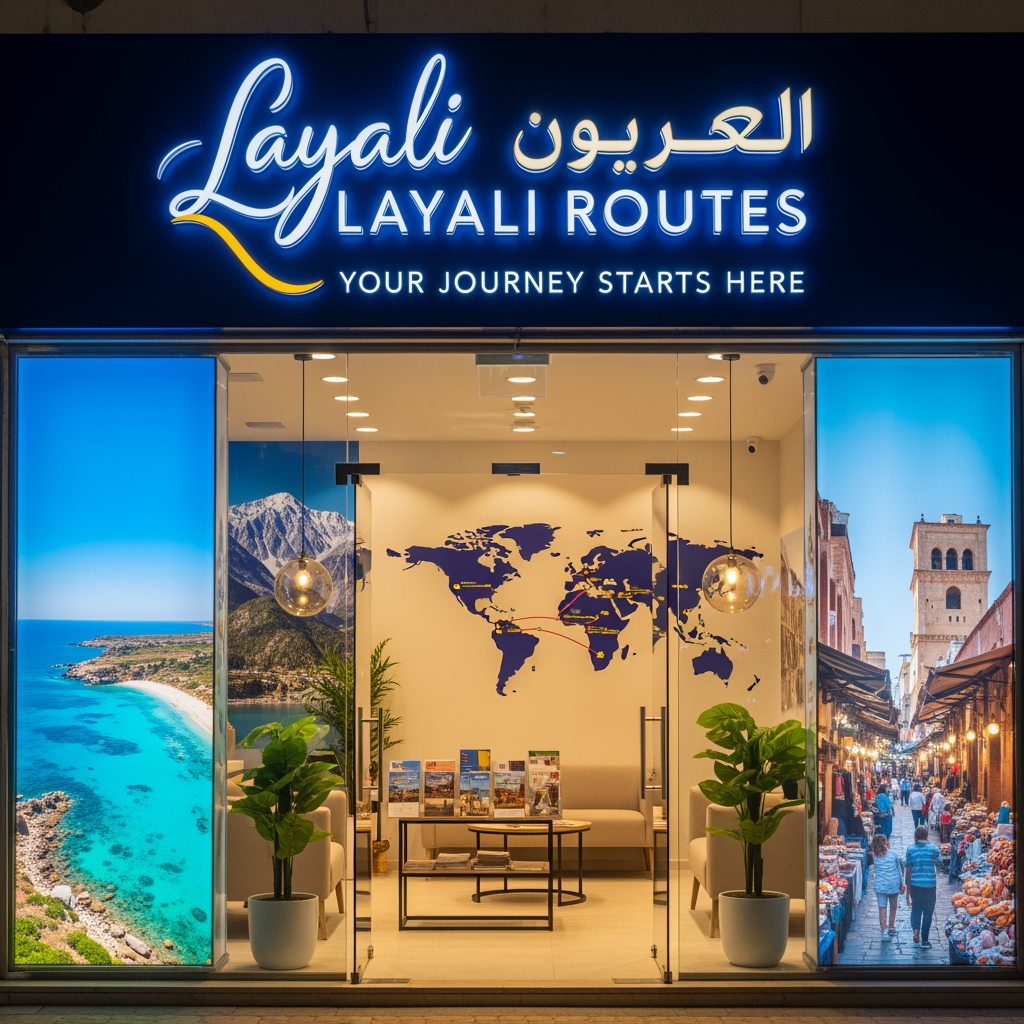 AI Design for travel agency agency name is layali routes