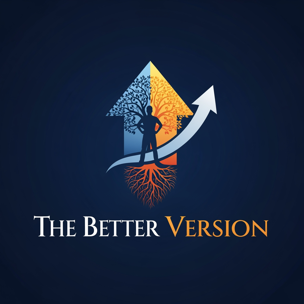 AI Design for my youtube channel name is "the better version" 
it focuses on improvement, growth,comback,goals,harsh realities, life lessons,fake personality truths, human growth mindset, generational changer comeback,how to be the right person, be the change,inspiration,motivation,people mindset, i want you to create the best suiting logos for my channel as well as highly suiting channel banner too for it. i want ahighly motivating , thought provoking highly influencing logo related to my niche and my name as well as the banner