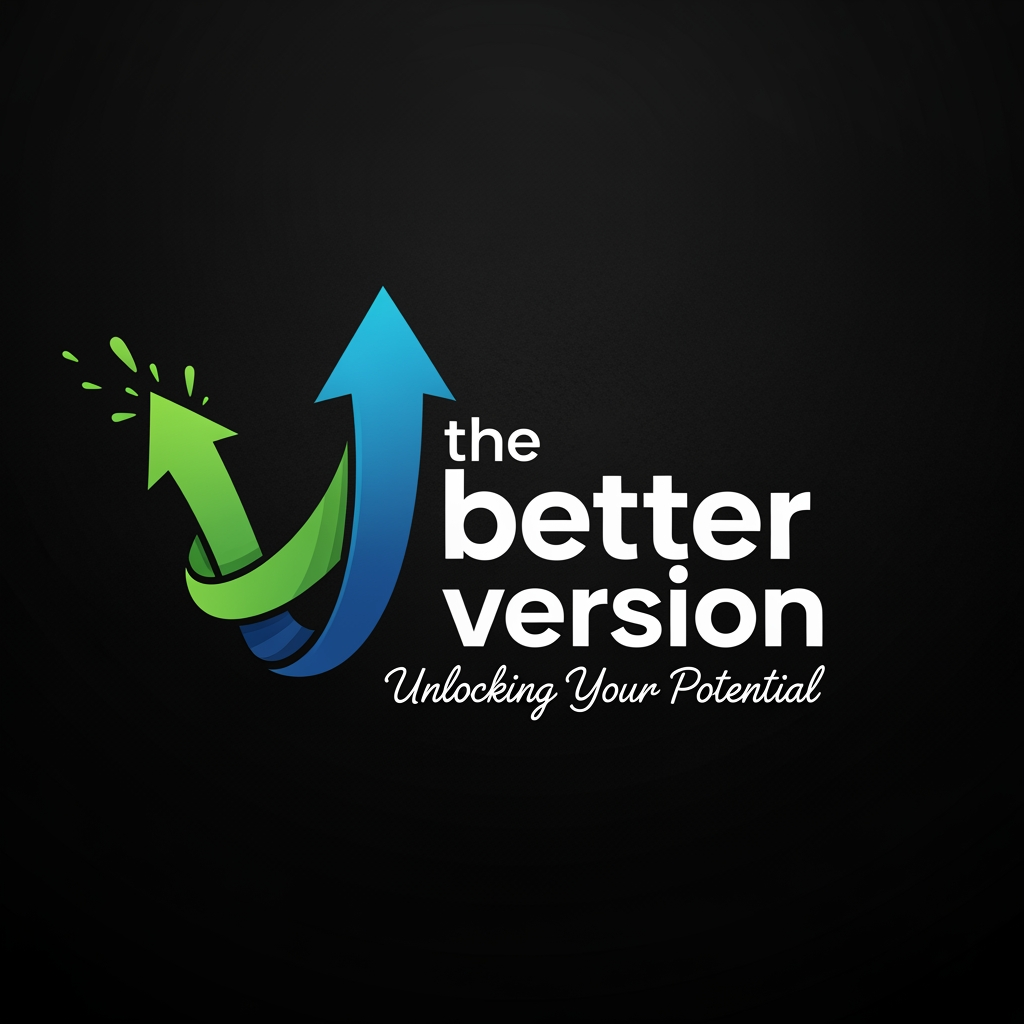AI Design for my youtube channel name is "the better version" 
it focuses on improvement, growth,comback,goals,harsh realities, life lessons,fake personality truths, human growth mindset, generational changer comeback,how to be the right person, be the change,inspiration,motivation,people mindset, i want you to create the best suiting logos for my channel as well as highly suiting channel banner too for it. i want ahighly motivating , thought provoking highly influencing logo related to my niche and my name as well as the banner