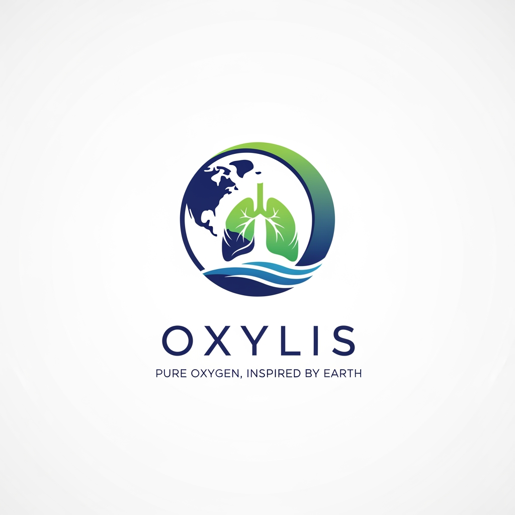 AI Design for Based on the logo direction you've been developing, here's a strong brand description for **OXYLIS**:

### OXYLIS — Pure Oxygen, Inspired by Earth

**OXYLIS** is a premium portable oxygen brand inspired by the Earth's natural life-support system. The brand combines the symbolism of the globe, human lungs, and pure oxygen to represent vitality, wellness, and breathable freshness.

The **"O"** in the logo symbolizes the Earth—the source of life and natural oxygen. The lungs placed within the symbol represent healthy breathing, energy, and human well-being. Together, they communicate a simple idea:

**"The Breath of the Earth."**

### Brand Values

* 🌍 Natural Purity
* 💨 Fresh Oxygen
* ❤️ Health & Wellness
* ✈️ Travel & High-Altitude Support
* ✨ Premium Quality

### Brand Personality

* Clean
* Modern
* Trustworthy
* Scientific
* Premium

### Target Audience

* Travelers
* Trekkers & hikers
* Athletes
* Senior citizens
* People needing fresh oxygen support
* Wellness-conscious consumers

### Brand Taglines

* **Breathe the Earth's Purity**
* **Pure Oxygen. Pure Life.**
* **Powered by Nature**
* **The Breath of the Earth**
* **Breathe Beyond Limits**
* **Fresh Air, Anywhere**

### Short Brand Story

> OXYLIS was created to bring the purity of Earth's oxygen closer to people wherever they go. Inspired by the connection between our planet and human breath, OXYLIS delivers premium portable oxygen designed for wellness, performance, and everyday confidence.

This positioning makes OXYLIS feel like a **premium oxygen and wellness brand**, not just a medical product.