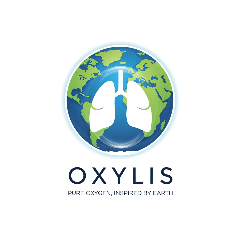 AI Design for Based on the logo direction you've been developing, here's a strong brand description for **OXYLIS**:

### OXYLIS — Pure Oxygen, Inspired by Earth

**OXYLIS** is a premium portable oxygen brand inspired by the Earth's natural life-support system. The brand combines the symbolism of the globe, human lungs, and pure oxygen to represent vitality, wellness, and breathable freshness.

The **"O"** in the logo symbolizes the Earth—the source of life and natural oxygen. The lungs placed within the symbol represent healthy breathing, energy, and human well-being. Together, they communicate a simple idea:

**"The Breath of the Earth."**

### Brand Values

* 🌍 Natural Purity
* 💨 Fresh Oxygen
* ❤️ Health & Wellness
* ✈️ Travel & High-Altitude Support
* ✨ Premium Quality

### Brand Personality

* Clean
* Modern
* Trustworthy
* Scientific
* Premium

### Target Audience

* Travelers
* Trekkers & hikers
* Athletes
* Senior citizens
* People needing fresh oxygen support
* Wellness-conscious consumers

### Brand Taglines

* **Breathe the Earth's Purity**
* **Pure Oxygen. Pure Life.**
* **Powered by Nature**
* **The Breath of the Earth**
* **Breathe Beyond Limits**
* **Fresh Air, Anywhere**

### Short Brand Story

> OXYLIS was created to bring the purity of Earth's oxygen closer to people wherever they go. Inspired by the connection between our planet and human breath, OXYLIS delivers premium portable oxygen designed for wellness, performance, and everyday confidence.

This positioning makes OXYLIS feel like a **premium oxygen and wellness brand**, not just a medical product.