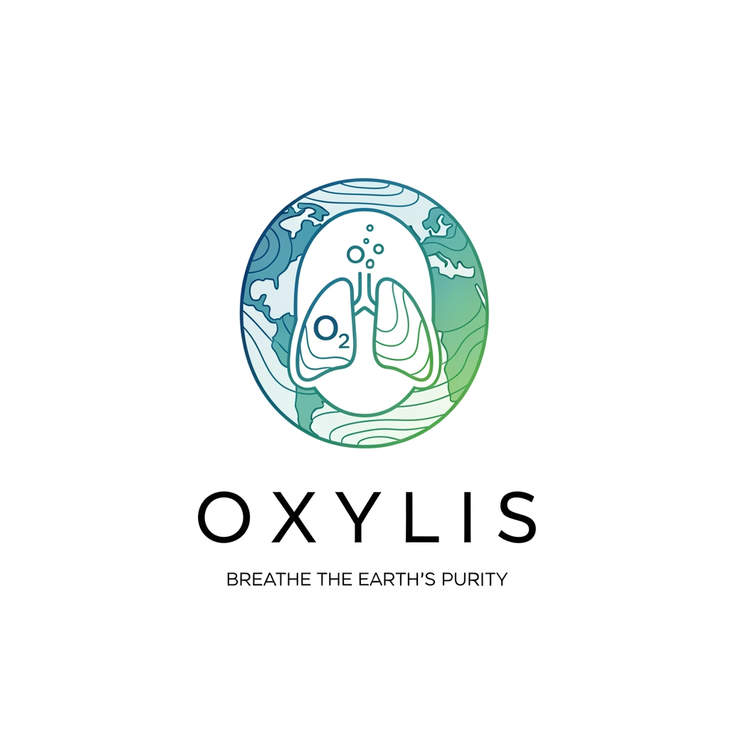 AI Design for Based on the logo direction you've been developing, here's a strong brand description for **OXYLIS**:

### OXYLIS — Pure Oxygen, Inspired by Earth

**OXYLIS** is a premium portable oxygen brand inspired by the Earth's natural life-support system. The brand combines the symbolism of the globe, human lungs, and pure oxygen to represent vitality, wellness, and breathable freshness.

The **"O"** in the logo symbolizes the Earth—the source of life and natural oxygen. The lungs placed within the symbol represent healthy breathing, energy, and human well-being. Together, they communicate a simple idea:

**"The Breath of the Earth."**

### Brand Values

* 🌍 Natural Purity
* 💨 Fresh Oxygen
* ❤️ Health & Wellness
* ✈️ Travel & High-Altitude Support
* ✨ Premium Quality

### Brand Personality

* Clean
* Modern
* Trustworthy
* Scientific
* Premium

### Target Audience

* Travelers
* Trekkers & hikers
* Athletes
* Senior citizens
* People needing fresh oxygen support
* Wellness-conscious consumers

### Brand Taglines

* **Breathe the Earth's Purity**
* **Pure Oxygen. Pure Life.**
* **Powered by Nature**
* **The Breath of the Earth**
* **Breathe Beyond Limits**
* **Fresh Air, Anywhere**

### Short Brand Story

> OXYLIS was created to bring the purity of Earth's oxygen closer to people wherever they go. Inspired by the connection between our planet and human breath, OXYLIS delivers premium portable oxygen designed for wellness, performance, and everyday confidence.

This positioning makes OXYLIS feel like a **premium oxygen and wellness brand**, not just a medical product.