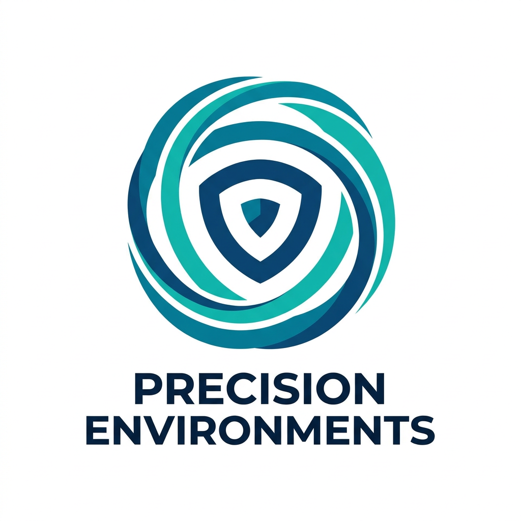 AI Design for A minimalist, iconic vector logo for a brand representing precision-controlled environments, featuring a central protected core surrounded by fluid, concentric rings that suggest invisible balance and optimization. The design utilizes sophisticated negative space and smooth, flowing contours to evoke intelligent control, rendered in a professional palette of deep blue and vibrant teal. Clean, timeless, and highly legible, this symbol is set against a stark white background with a flat, modern aesthetic inspired by global branding standards.