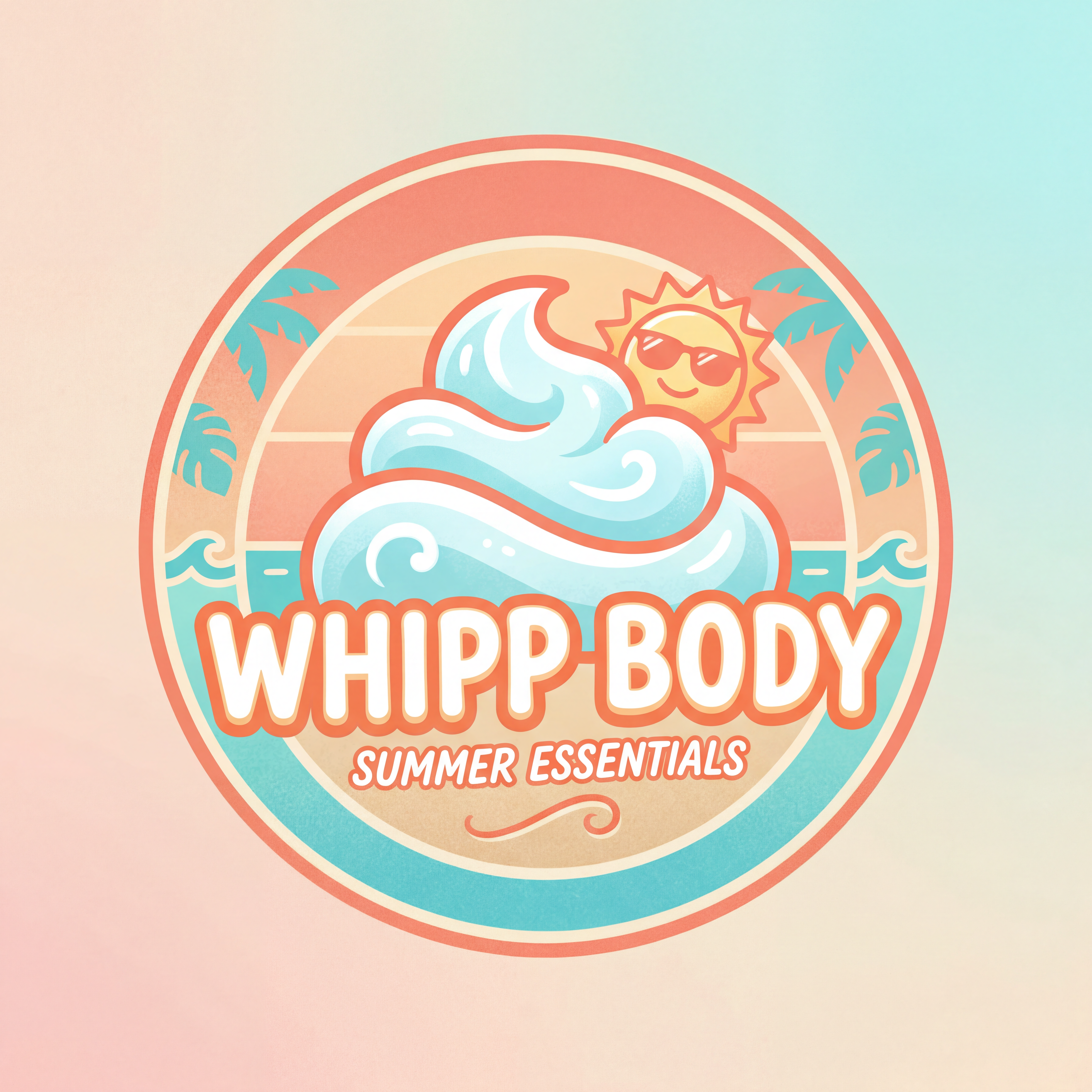 AI Design for make a logo for a body care brand whipp body with summer theme , unisex , catchy and rememberable logo , targeting genz
