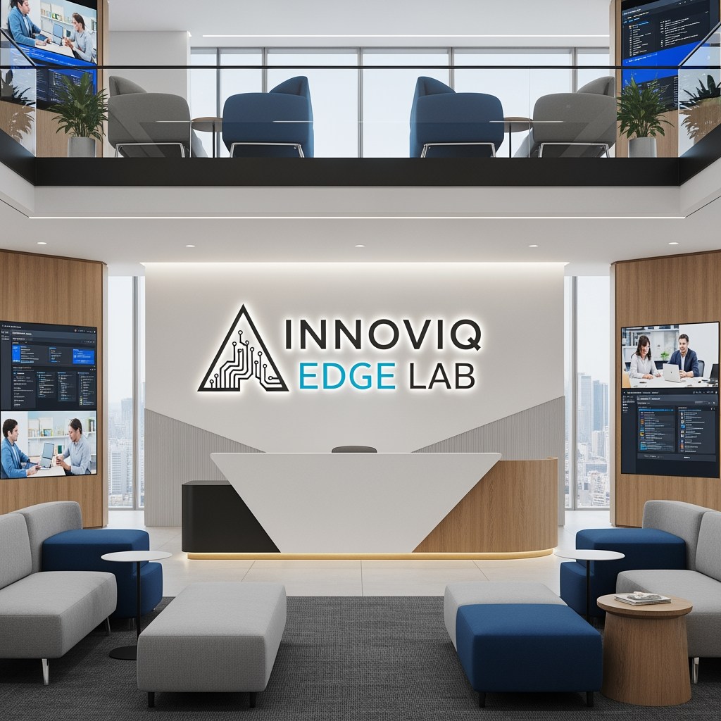 AI Design for MY COMPANY NAME IS INNOVIQ EDGE LAB IT IS AN IT COMPNAY THAT WORK IN DEVELOPMENT EDUCATION