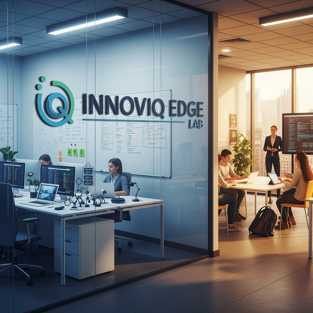 AI Design for MY COMPANY NAME IS INNOVIQ EDGE LAB IT IS AN IT COMPNAY THAT WORK IN DEVELOPMENT EDUCATION