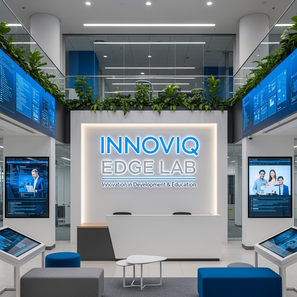 AI Design for MY COMPANY NAME IS INNOVIQ EDGE LAB IT IS AN IT COMPNAY THAT WORK IN DEVELOPMENT EDUCATION