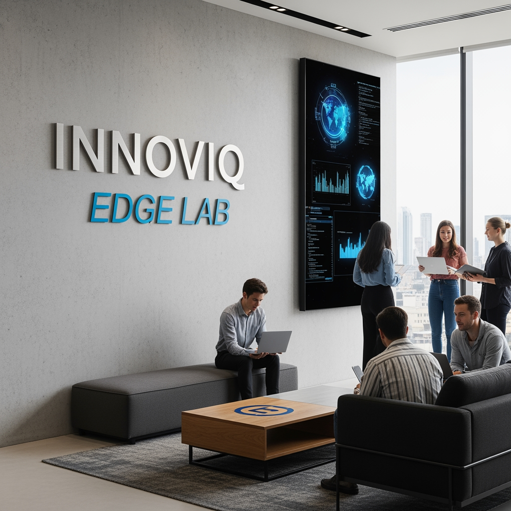 AI Design for MY COMPANY NAME IS INNOVIQ EDGE LAB IT IS AN IT COMPNAY THAT WORK IN DEVELOPMENT EDUCATION