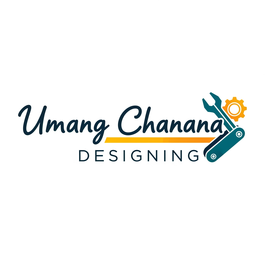 AI Design for A logo saying umang chanana designing which is short and quirky and shows skillset excellence in work and a large work expertise