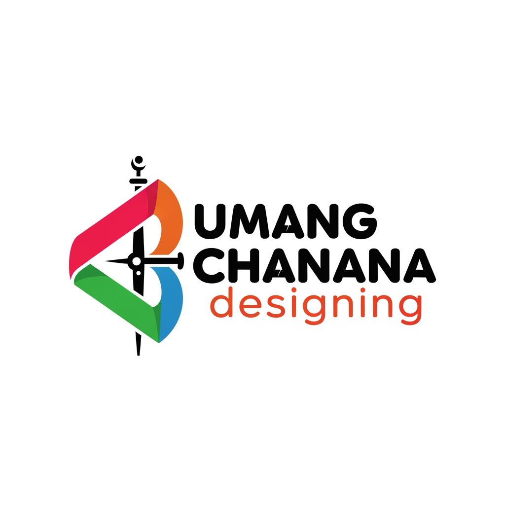 AI Design for A logo saying umang chanana designing which is short and quirky and shows skillset excellence in work and a large work expertis