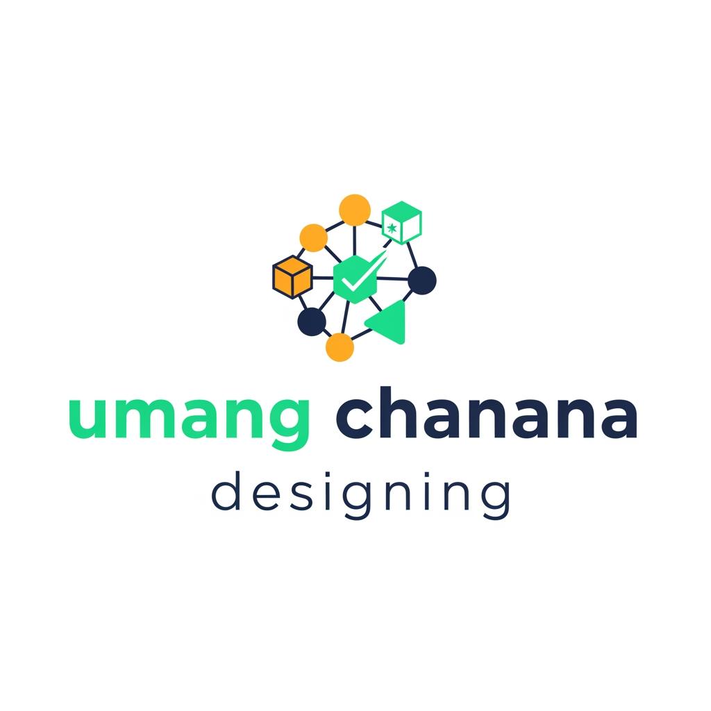 AI Design for A logo saying umang chanana designing which is short and quirky and shows skillset excellence in work and a large work expertise
