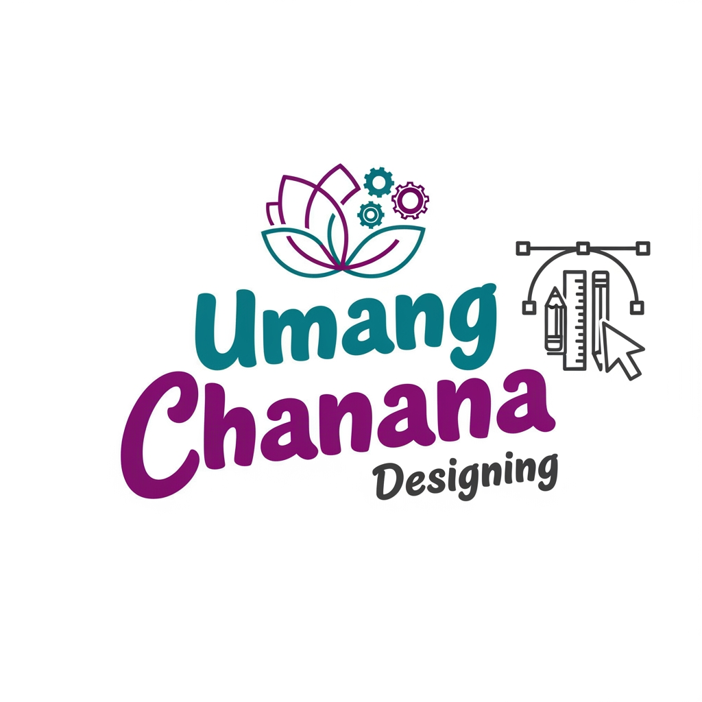 AI Design for A logo saying umang chanana designing which is short and quirky and shows skillset excellence in work and a large work expertise