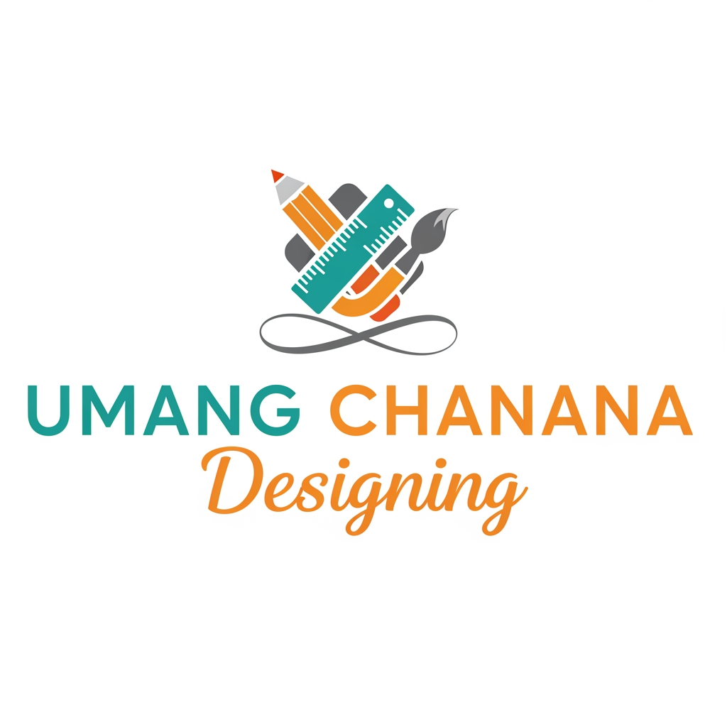 AI Design for A logo saying umang chanana designing which is short and quirky and shows skillset excellence in work and a large work expertise