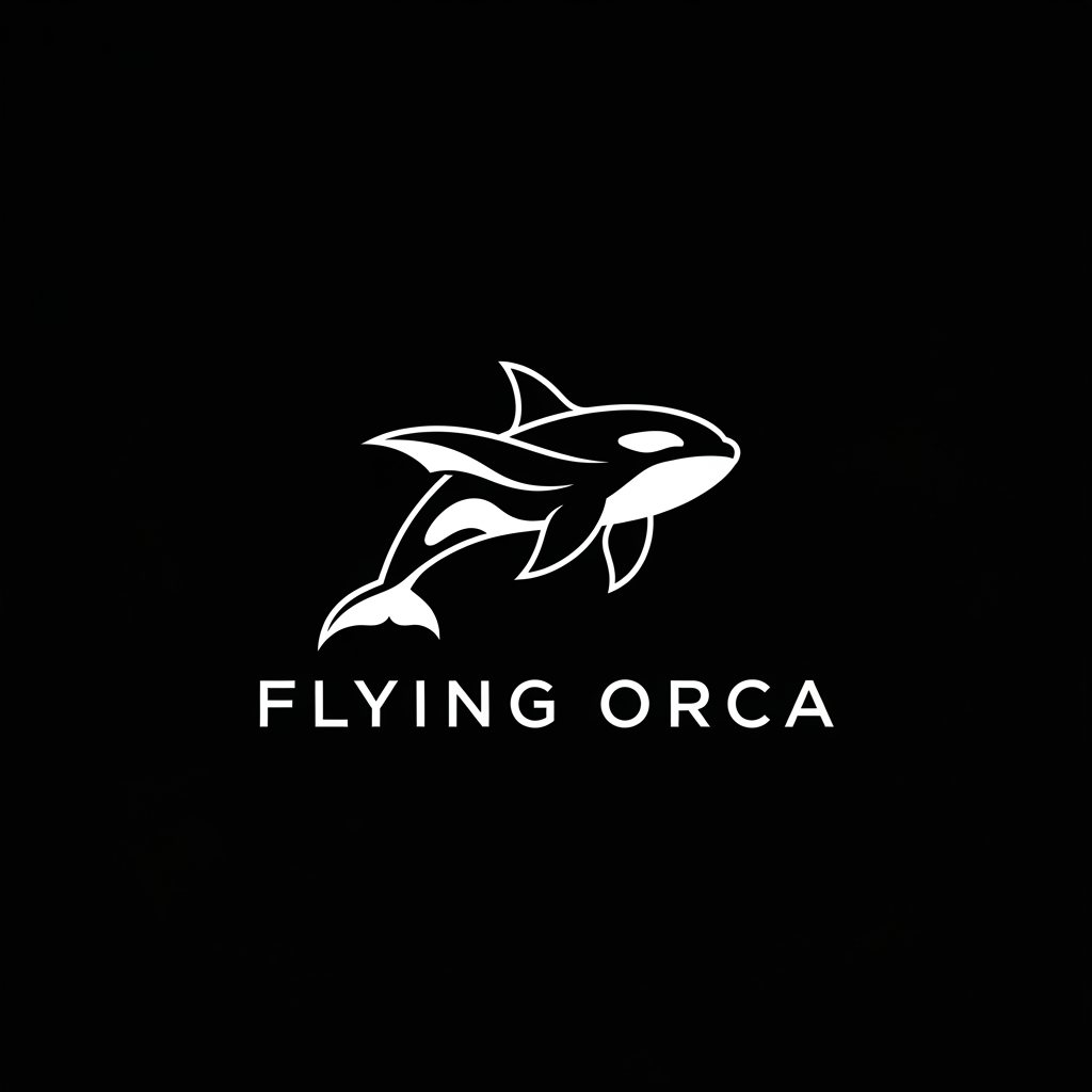 AI Design for i wanted to create a llogo for a clothing brand, basically they sell just black and white t-shirt only for corporate purposes. The brand name in Flying Orca, so i need a logo related to Orca only and it should be towards orca only, maybe a geometric shape logo or somethinf unique, make it o premium side