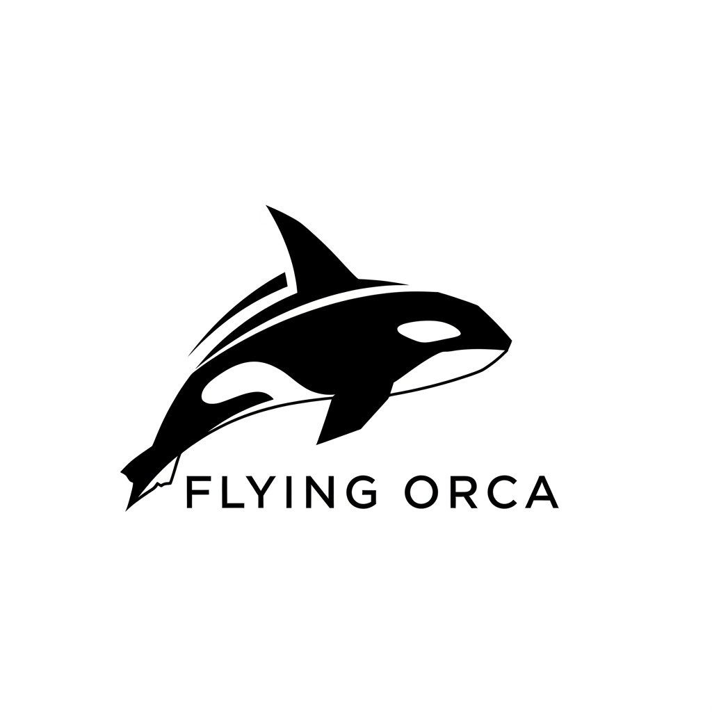 AI Design for i wanted to create a llogo for a clothing brand, basically they sell just black and white t-shirt only for corporate purposes. The brand name in Flying Orca, so i need a logo related to Orca only and it should be towards orca only, maybe a geometric shape logo or somethinf unique, make it o premium side