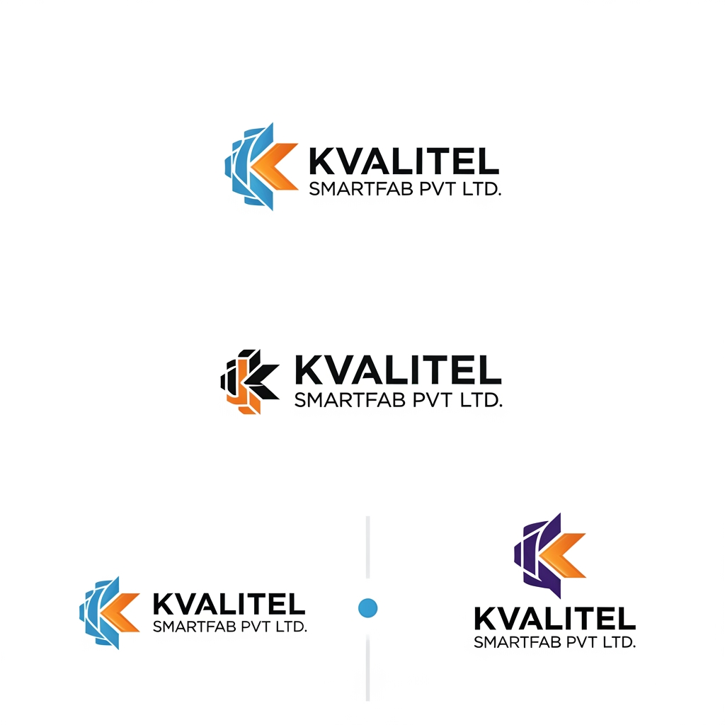 AI Design for Create a premium, modern, minimal corporate logo for KVALITEL SMARTFAB PVT LTD using KSF as the main logo mark.

The new logo should be inspired by my current concept where KSF is the central focus and there is a subtle framing element around it, but it must be much more refined, premium, balanced and professional.

Design goals:

• Make KSF look like a strong custom monogram, not just plain typed text  
• Keep the design simple, elegant and timeless  
• Add a subtle frame / structure / outline around KSF inspired by my current logo concept, but cleaner and more premium  
• The logo should feel like a serious industrial brand, but not old-fashioned or bulky  
• It should look suitable for a manufacturing / engineering company, while still feeling high-end and modern  
• Avoid obvious mechanical icons like gears, nuts, pipes etc.  
• Use geometry, spacing, line balance and form to create the industrial feel instead of cliché symbols  
• The design should work well on visiting cards, company profile, website, machine branding and packaging

Style direction:

• Premium corporate
• Minimal
• Industrial-modern
• Monogram-focused
• Clean linework
• Strong visual balance
• Luxury engineering aesthetic

Color direction:

• Prefer black / dark grey / steel grey / deep blue tones
• Can also show one version in a metallic or premium industrial style
• White background presentation

Typography:

• “KSF” should be the hero
• “KVALITEL SMARTFAB PVT LTD” can appear below in clean professional typography if needed
• Typography should feel modern, sharp and corporate

Output requirement:

Show 3 different logo concepts:
1. Pure KSF monogram logo  
2. KSF with a minimal framing element  
3. KSF with subtle precision-line detailing / industrial styling