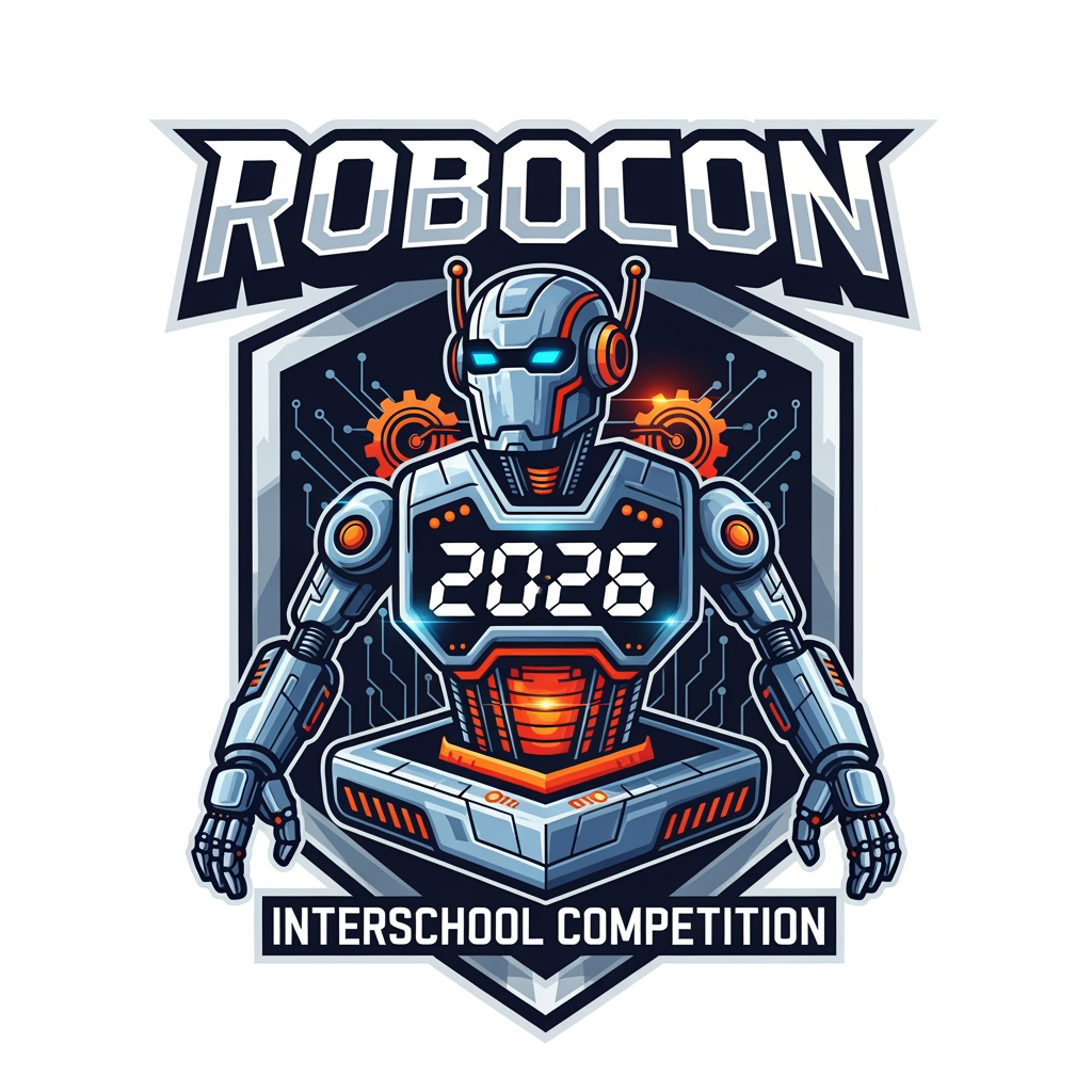 AI Design for i need to crete an logo for an interschool competition .topic is robocon 2026