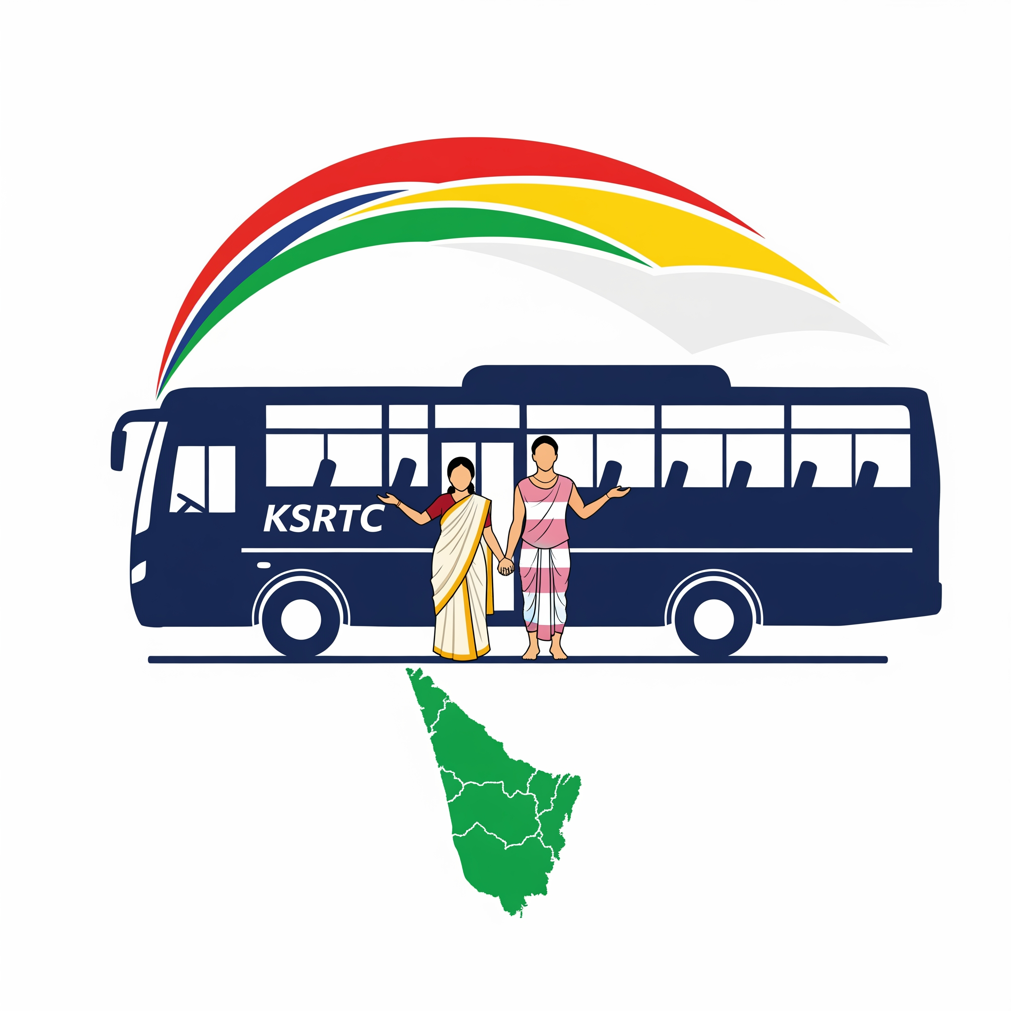 AI Design for The Kerala Government has launched the Keralam Priyadarshini Scheme to provide free bus travel facilities in KSRTC Bus to women and transgender individuals across the state. CREATE A LOGO for the above scheme. no texts needed.