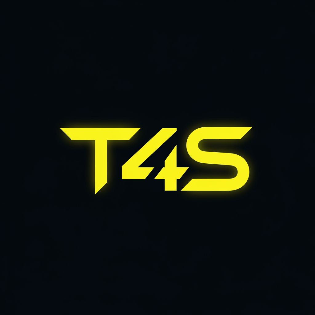 AI Design for mi crei un logo, per un azienda informatia, in stile futuristico, l'azienda si chiama T4S, e mi hanno chiesto il rebranding, loro volvano per il logo la base nea dello sfondo e il logo giallo fluo. Un idea mantenendo sempre questo stile, era quelli di creare un logo dove la T-S si sovrapponevano un pochino e in negativo si leggeva il 4. Poi fai tu e dammi diverse opzioni.