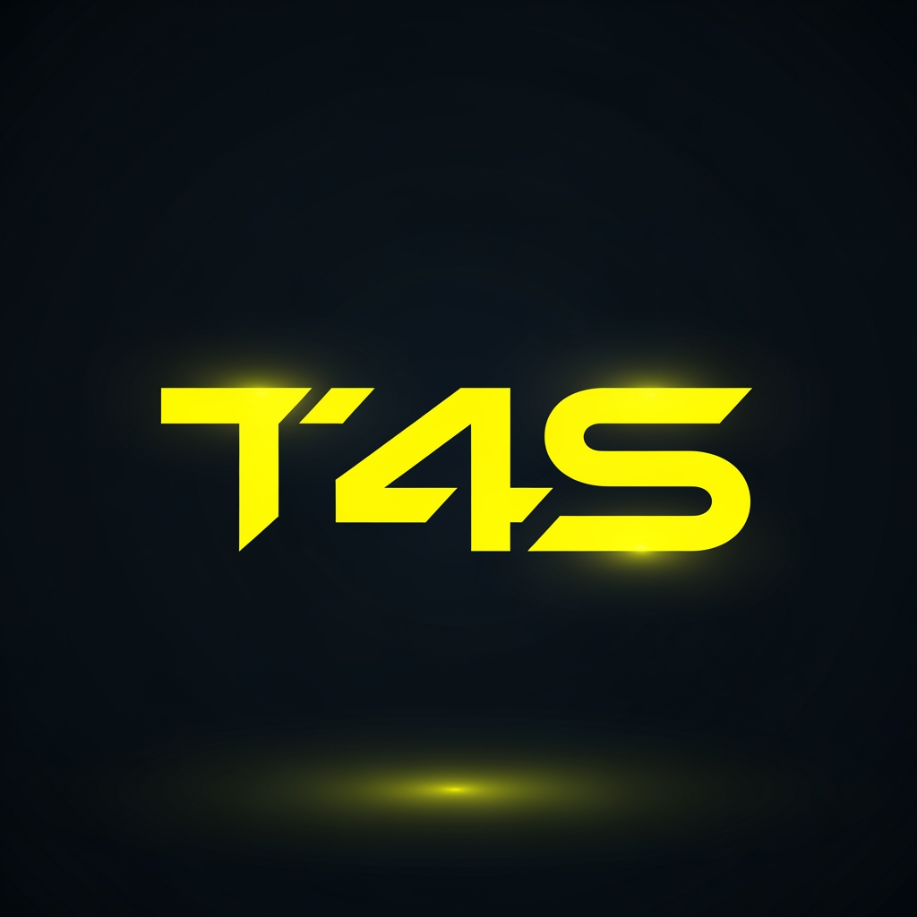 AI Design for mi crei un logo, per un azienda informatia, in stile futuristico, l'azienda si chiama T4S, e mi hanno chiesto il rebranding, loro volvano per il logo la base nea dello sfondo e il logo giallo fluo. Un idea mantenendo sempre questo stile, era quelli di creare un logo dove la T-S si sovrapponevano un pochino e in negativo si leggeva il 4. Poi fai tu e dammi diverse opzioni.