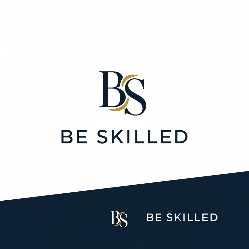 AI Design for Design a luxury corporate brand identity for "BE SKILLED", a leadership development, communication training, and executive learning company. The logo should feel as premium as Harvard Business Review, McKinsey, TED, and Forbes. Avoid all educational clichés, speech bubbles, books, graduation caps, growth arrows, and people icons. Focus on sophisticated typography, executive presence, timeless elegance, trust, authority, and transformation. Use a minimalist wordmark or subtle monogram with hidden meaning. The logo should look equally impressive on a keynote stage, a CEO training deck, a LinkedIn banner, and a corporate proposal. Use charcoal black and ivory or midnight blue and platinum. The overall impression should be premium, intelligent, powerful, and globally credible.

Use the uploaded logo as inspiration, but redesign it into a premium corporate brand identity.



Brand Name: Be Skilled



Keep:

* The BS monogram concept

* Premium navy blue brand color



Improve:



* Modernize the typography

* Make the logo suitable for corporate learning, leadership development, communication training, and professional coaching

* Increase readability at small sizes

* Create a stronger visual balance between B and S

* Make the logo feel global, premium, and trustworthy



Design Style:



* Minimalist

* Luxury corporate

* Clean geometric forms

* High-end consulting firm aesthetics

* Timeless and scalable



Visual Concepts:



* Communication

* Leadership

* Growth

* Learning

* Human development

* Transformation



Typography:



* Modern sans-serif

* Premium corporate feel

* Similar quality to Deloitte, LinkedIn Learning, TED, McKinsey, Harvard Business Review



Color Palette:



* Deep Navy Blue (#071B4A)

* Gold Accent (#D4A017)

* White



Deliver:



1. Premium monogram logo

2. Full logo with company name

3. Watermark version

4. LinkedIn profile version

5. Website header version

6. Black and white version



Avoid:



* Script fonts

* Graduation caps

* Generic handshake icons

* Cartoon elements

* Stock training symbols

I am into category of Ed tech soft skill make it accordingly strong catchy logo design

The final logo should instantly communicate: Leadership. Communication. Growth.- dont need to mention these 3 words in the logo, it should be evident with the logo itself