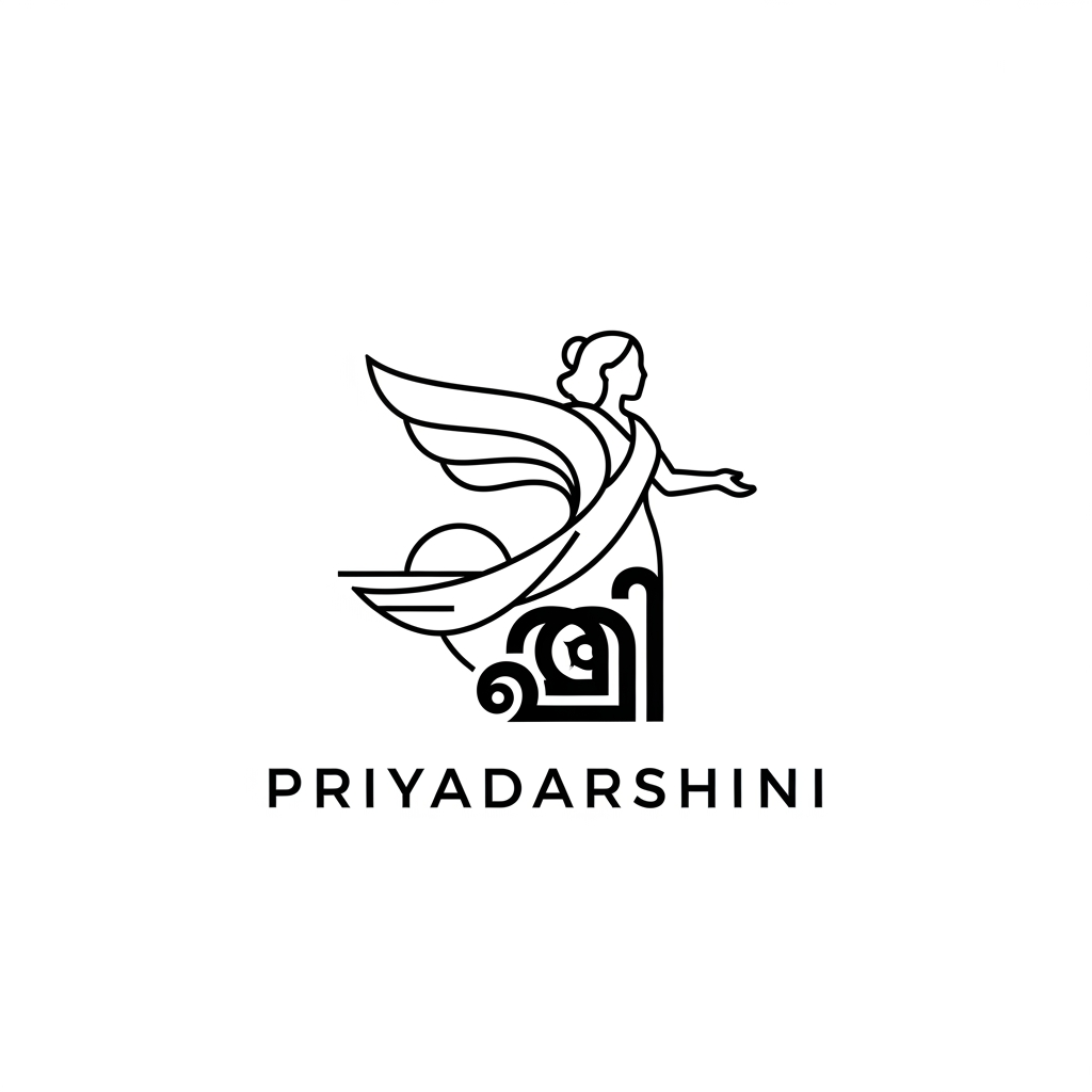 AI Design for Design an award winning minimalist logo for **പ്രിയദർശിനി (Priyadarshini)**, a Kerala women empowerment and public mobility initiative. The logo should be deeply rooted in the meaning of the word *Priyadarshini* — The word Priyadarshini (പ്രിയദർശിനി) comes from Sanskrit:

Priya (प्रिया) = beloved, dear, cherished
Darshini (दर्शिनी) = one who is seen, one who beholds, one with a pleasing presence

Combined meanings include:

"Beloved and admired"
"Pleasant to behold"
"One who looks upon others with kindness"
"A gracious and inspiring presence"
"Dear to all who see her" 

Create a sophisticated geometric symbol where the silhouette of a woman is seamlessly integrated through negative space. The woman should appear confident, welcoming, and moving forward, symbolizing freedom, dignity, opportunity, accessibility, and progress. The form should subtly evoke a gentle gaze, open arms, a rising path, and a brighter future without using literal transportation elements. 

The logo icon should cleverly combine:

• A graceful feminine form
• A forward moving curve representing life's journey
• An uplifting wing or flowing fabric symbolizing freedom
• A subtle sunrise or horizon representing new opportunities
• Hidden Malayalam character "പ്ര" integrated through negative space

Color palette inspired by Kerala KSRTC ordinary buses:

• KSRTC Sky Blue #3E8ED0
• Clean White #FFFFFF
• Deep Navy Accent #1F3B5C

The blue should represent trust, public service, mobility, safety, and reliability. White should symbolize inclusivity, transparency, dignity, and hope.

Design style:

• Scandinavian minimalism
• Flat vector design
• Strong geometric construction
• Clean monoline curves
• Timeless public service branding
• Memorable at small sizes
• Perfect balance of emotion and authority
• Premium government initiative aesthetic

Avoid:

• Bus icons
• Wheels
• Roads
• Maps
• Generic female clipart
• Complex illustrations
• Gradients
• Shadows
• 3D effects

Typography:

• Modern sans serif with excellent readability
• Malayalam wordmark only: "പ്രിയദർശിനി"
• Elegant spacing and clean alignment

Presentation:

• Main logo on white background
• Horizontal and stacked versions
• Monochrome version
• Brand identity showcase
• Vector precision
• International design award quality
• Similar sophistication to Olympic branding, Airbnb symbol design, and modern public infrastructure identities

Aspect ratio 1:1, ultra high resolution, professional logo presentation board.