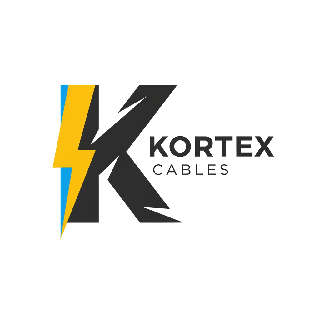 AI Design for i need a logo for KORTEX Cables, 
Design a bold, modern capital letter K for an electrical cable brand. The left vertical stroke of the K transforms into a sharp lightning bolt extending downward. The upper and lower arms are thick geometric shapes with clean angular cuts. Minimalist vector style, strong industrial appearance, balanced proportions, flat design, no gradients, suitable for logo branding, scalable SVG-style artwork, professional electrical industry identity.