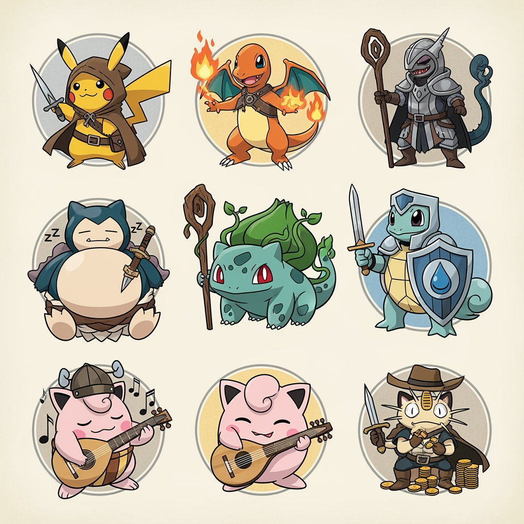 AI Design for generate pokemon dnd mashup icons