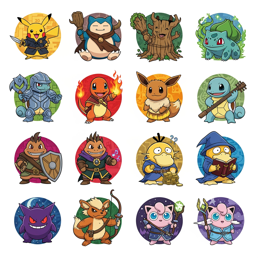 AI Design for generate pokemon dnd mashup icons