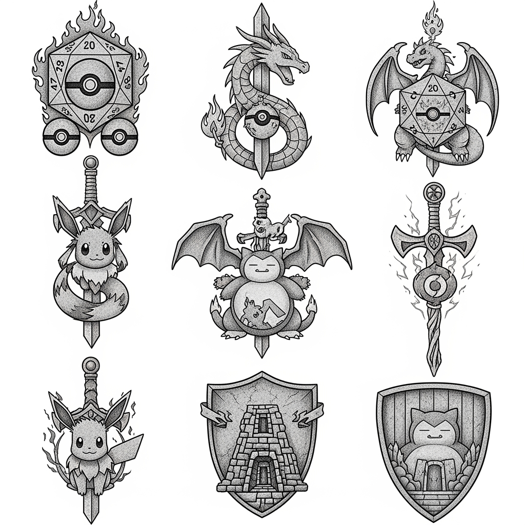 AI Design for generate pokemon dnd mashup symbols