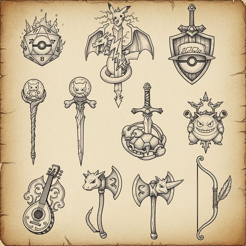 AI Design for generate pokemon dnd mashup symbols
