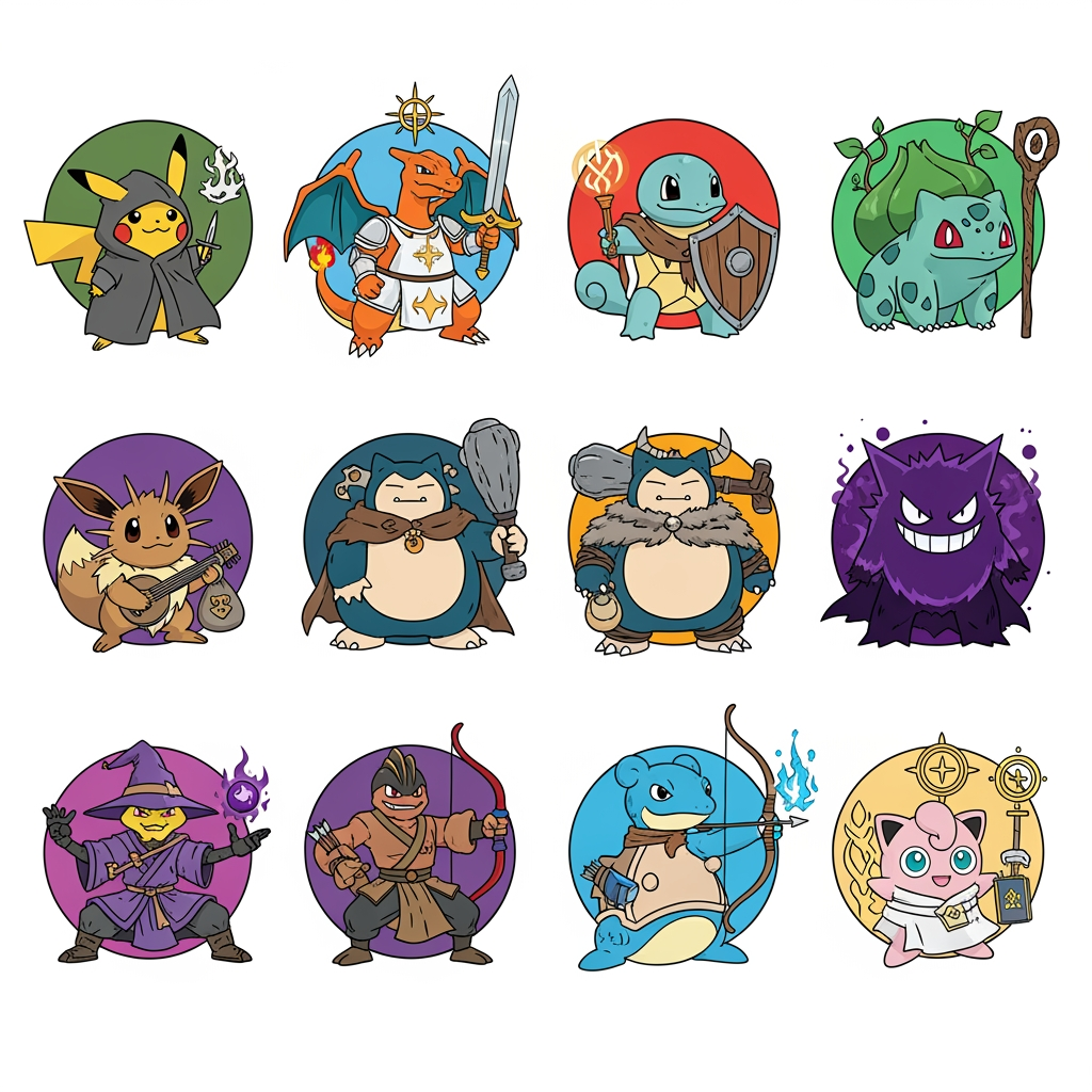 AI Design for generate pokemon dnd mashup icons
