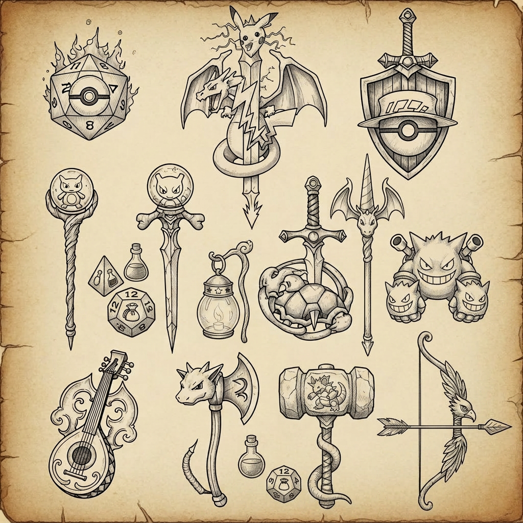 AI Design for generate pokemon dnd mashup symbols