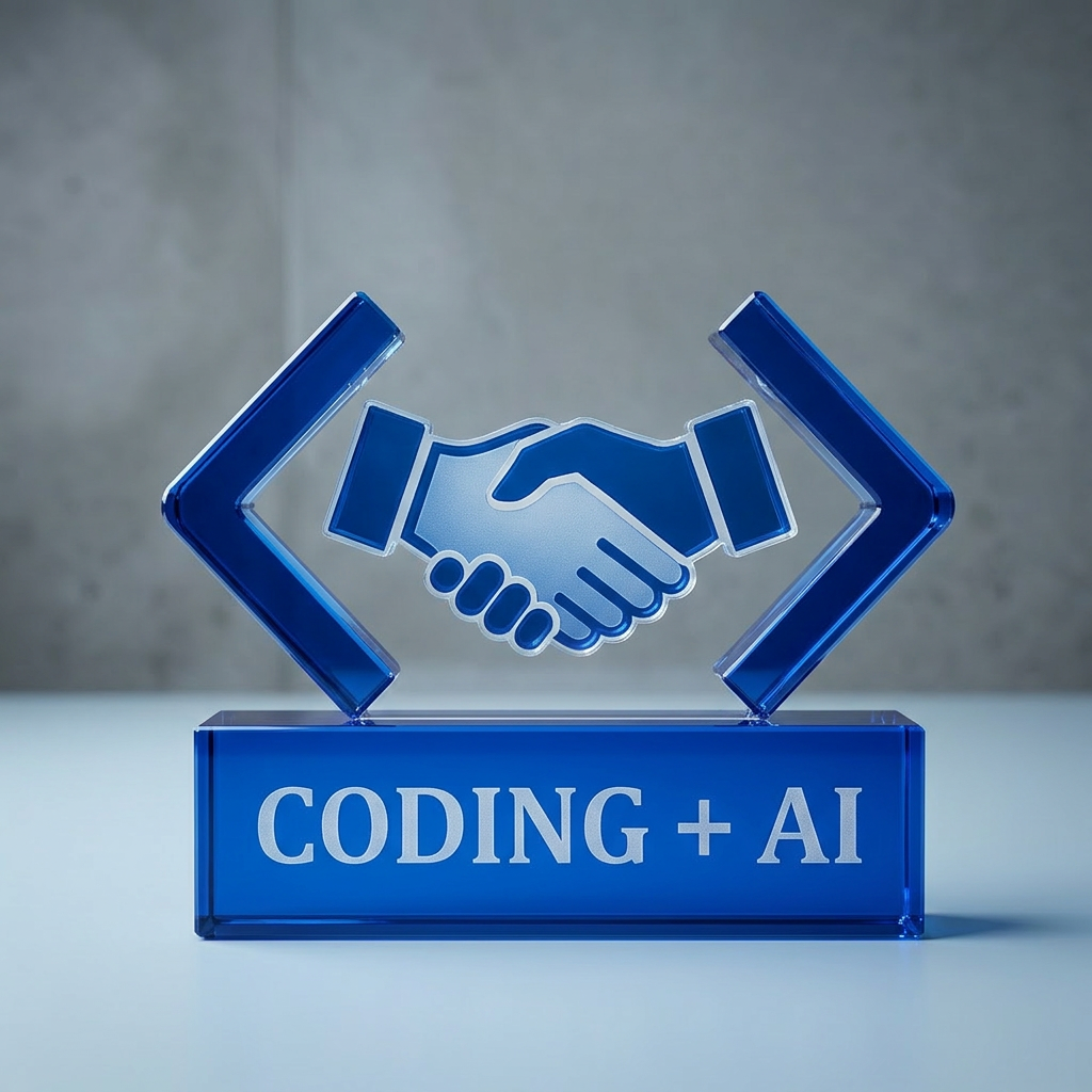 AI Design for yeasa kro is imge coding + ai,me dikh rha ka logo bno kebal yesa hi bas lag bndo front and center and big