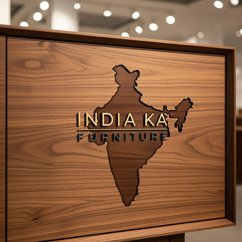 AI Design for modern elegant and furniture material matched logo Named India Ka Furniture