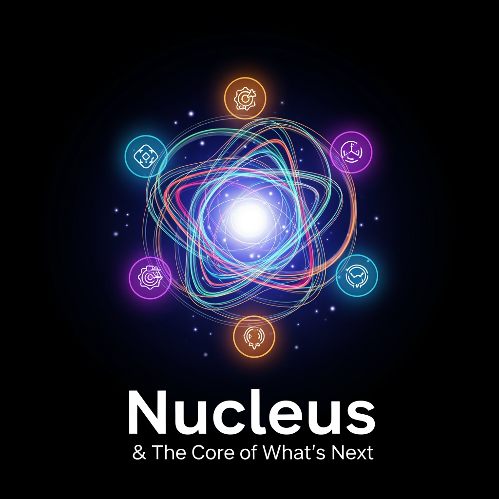 AI Design for title Nucleus and The Core of What's Next text andits for team engagement we would like to incorporate more dynamics to it "psychological safety, shared goals, clear roles, open communication, and mutual accountability. are the dynamic logos any other