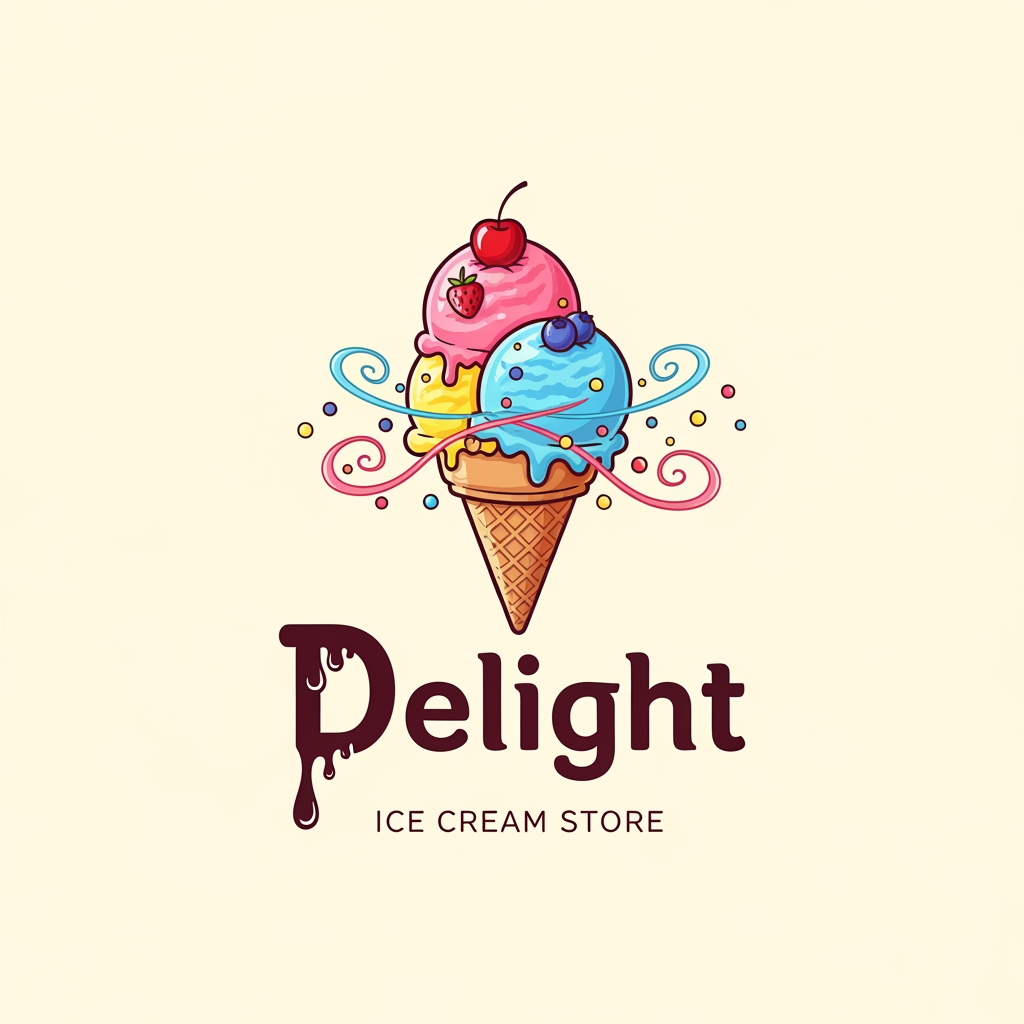 AI Design for create an logo for icream store delight is its name