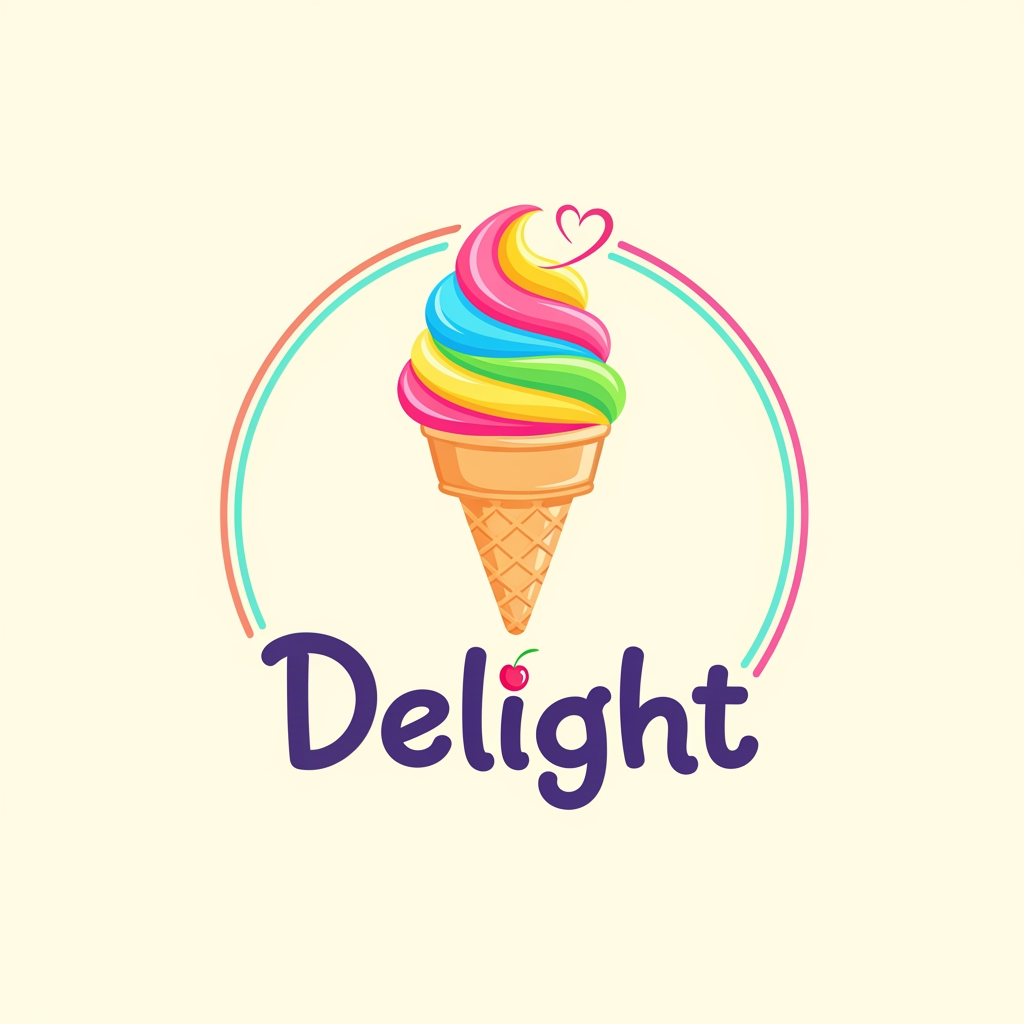 AI Design for create an logo for icream store delight is its name