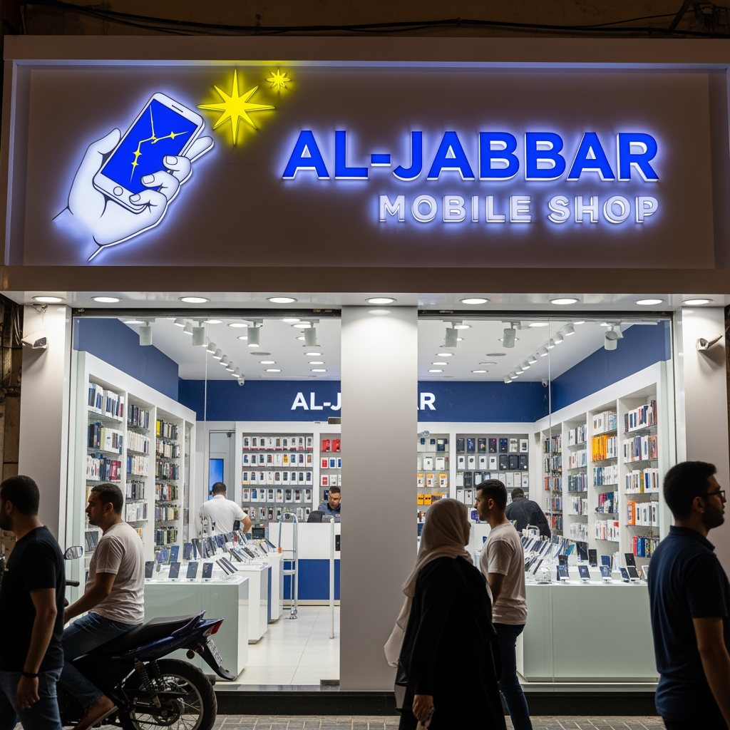 AI Design for aljabbar mobile shop k payer sa log ben kr dao