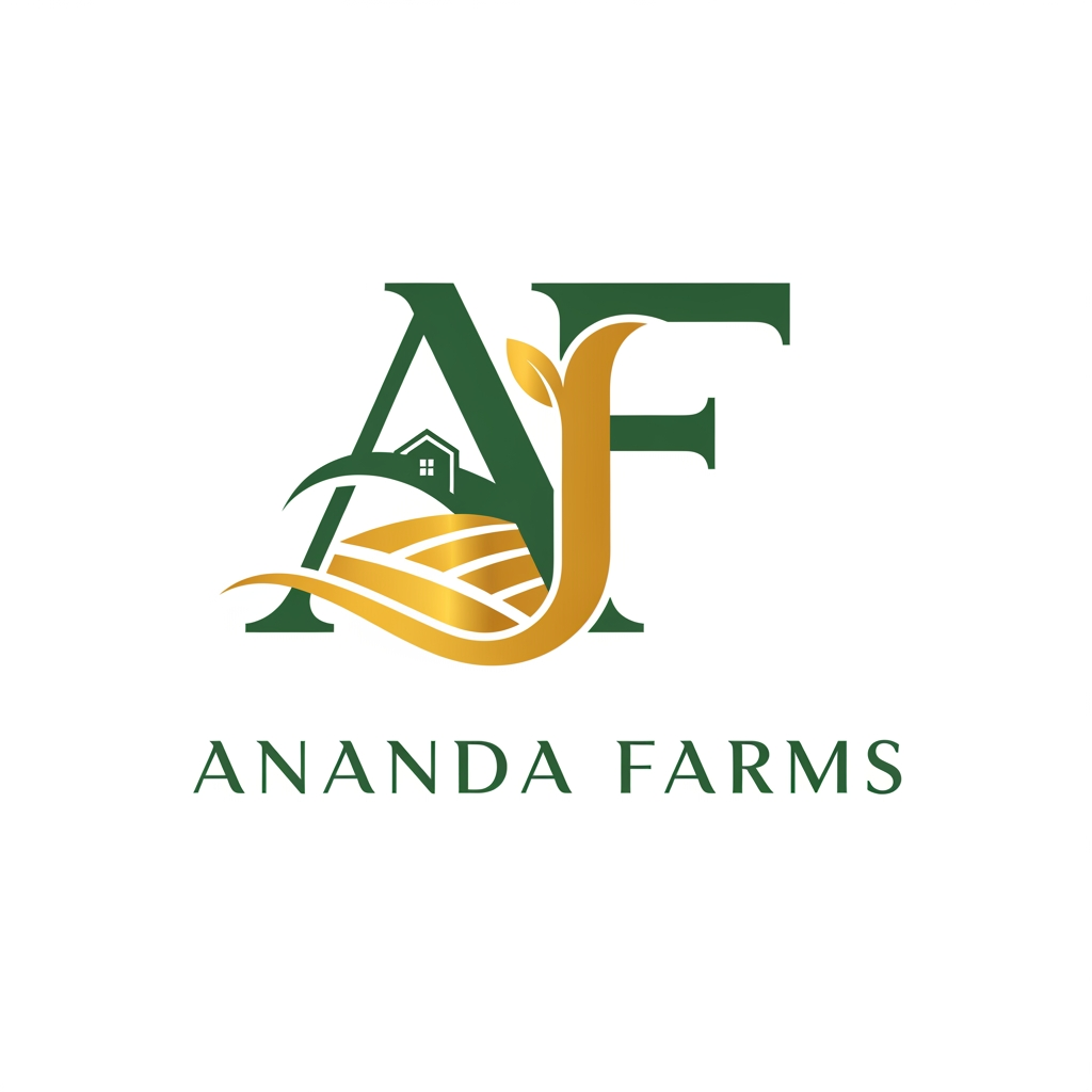 AI Design for premium farmhouses and exclusive farmland plots. The brand represents luxury, peace, nature, and long-term value.   Lettermark Design (AF) – A premium monogram using the initials AF (Ananda Farms). The logo should reflect: • Luxury farmhouse living • Natural farmland landscapes • Growth, prosperity, and peace • Premium investment value i want it to look more luxury color used are #69735b and #e3b255