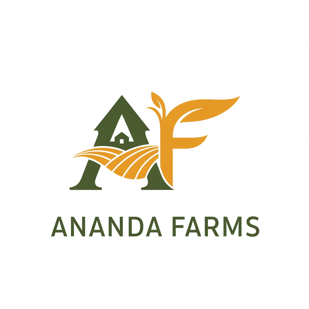 AI Design for premium farmhouses and exclusive farmland plots. The brand represents luxury, peace, nature, and long-term value.   Lettermark Design (AF) – A premium monogram using the initials AF (Ananda Farms). The logo should reflect: • Luxury farmhouse living • Natural farmland landscapes • Growth, prosperity, and peace • Premium investment value i want it to look more luxury color used are #69735b and #e3b255