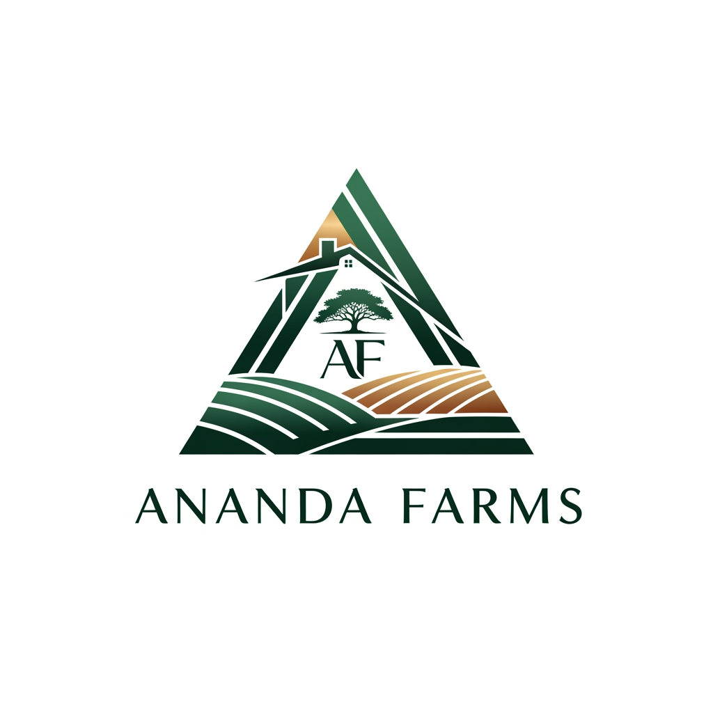 AI Design for premium farmhouses and exclusive farmland plots. The brand represents luxury, peace, nature, and long-term value. 1. Triangle Design – Inspired by growth, land, stability, and premium investment. 2. Icon-Based Design – Combining elements of farmland, farmhouse living, nature, or landscape. 3. Lettermark Design (AF) – A premium monogram using the initials AF (Ananda Farms). The logo should reflect: • Luxury farmhouse living • Natural farmland landscapes • Growth, prosperity, and peace • Premium investment value i want it to look more luxury
