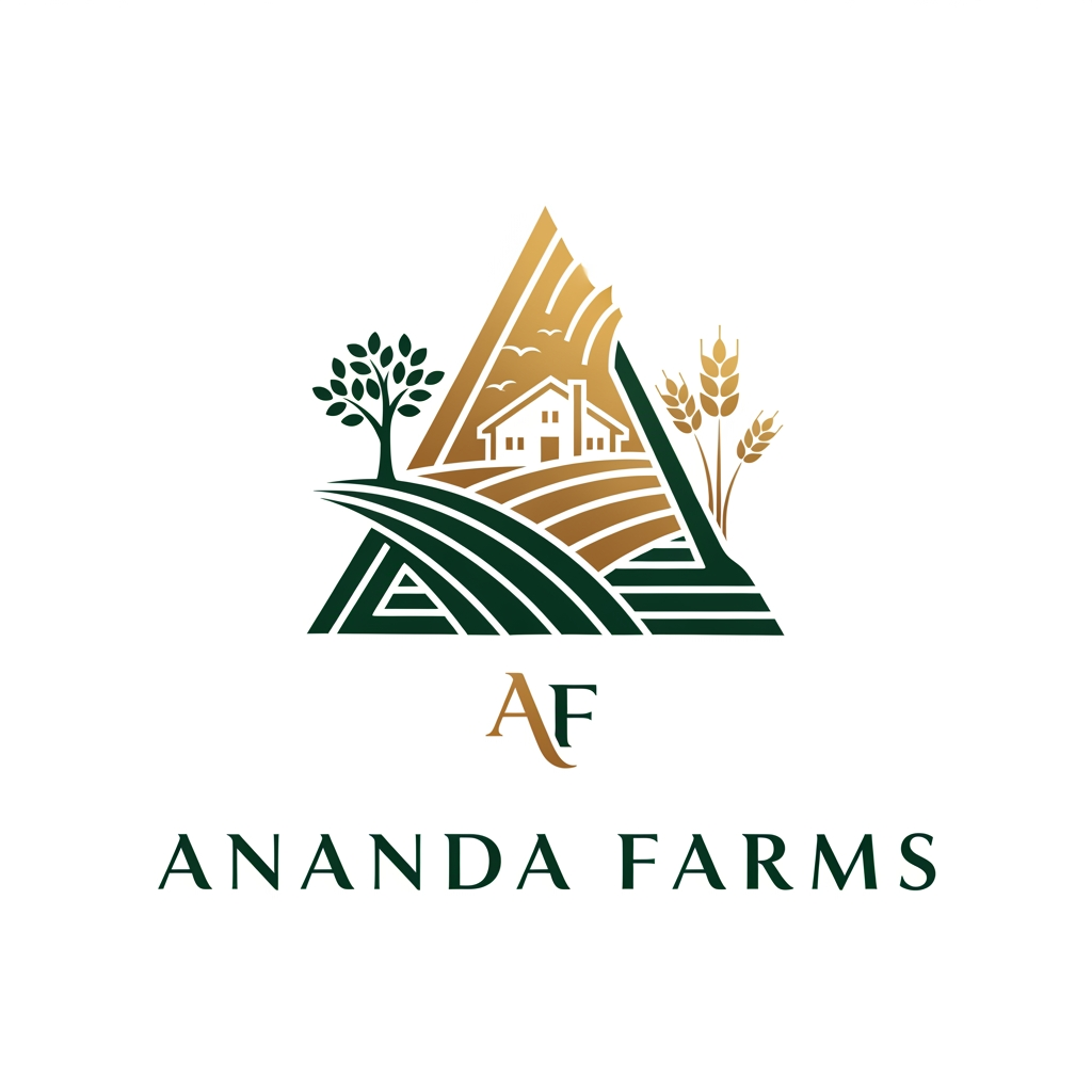 AI Design for premium farmhouses and exclusive farmland plots. The brand represents luxury, peace, nature, and long-term value. 1. Triangle Design – Inspired by growth, land, stability, and premium investment. 2. Icon-Based Design – Combining elements of farmland, farmhouse living, nature, or landscape. 3. Lettermark Design (AF) – A premium monogram using the initials AF (Ananda Farms). The logo should reflect: • Luxury farmhouse living • Natural farmland landscapes • Growth, prosperity, and peace • Premium investment value i want it to look more luxury