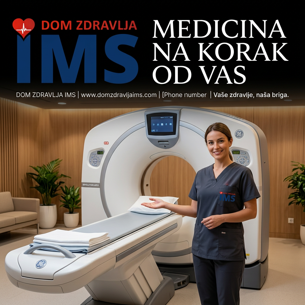 AI Design for Ja imam privatni dom zdravlja pod nazivom IMS i trebam da napravim sliku za skener koji trebamo da reklamiramo i nas moto je medicina na korak od vas i poslacu ti i logo s kojim da radis