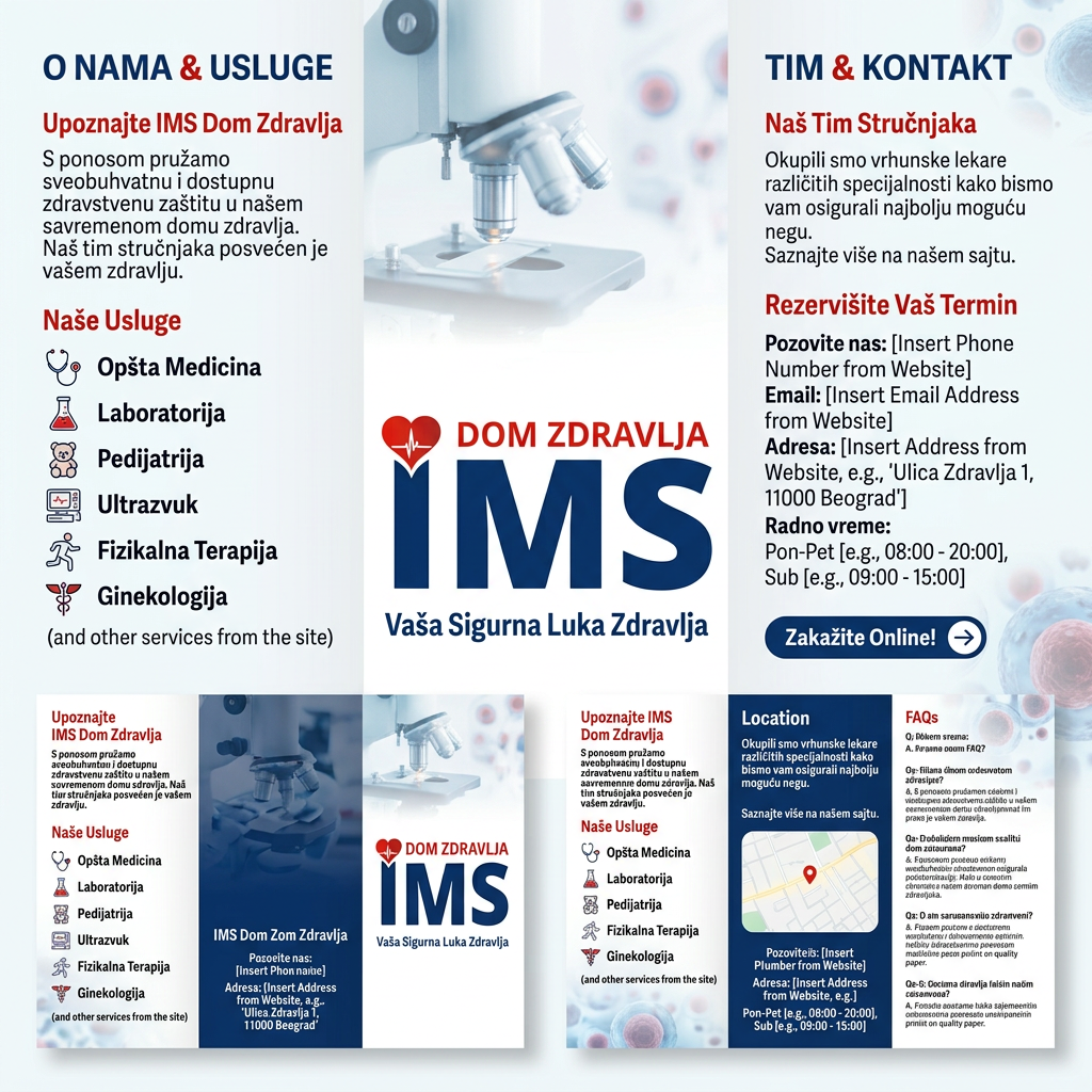 AI Design for gledaj sve ovo je okej ali meni treba slika od koje cu stampati flajere okej idemo u dobrom pravcu samo informacije izvuci sa sajta https://imsdomzdravlja.com/