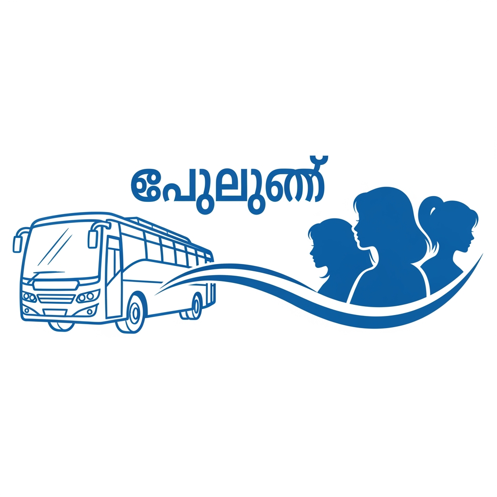 AI Design for RECENTLY KERALA HAS INTIATED FREE KSRTC BUS SERVICES FOR WOMEN. THE INTIATIVE IS CALLED പ്രിയദർശിനി. CREATE AN ELEGANT LOGO WITH A BUS AND LADIES WITH THE NAME പ്രിയദർശിനി IT SHOULD BE BLUE AND WHITE