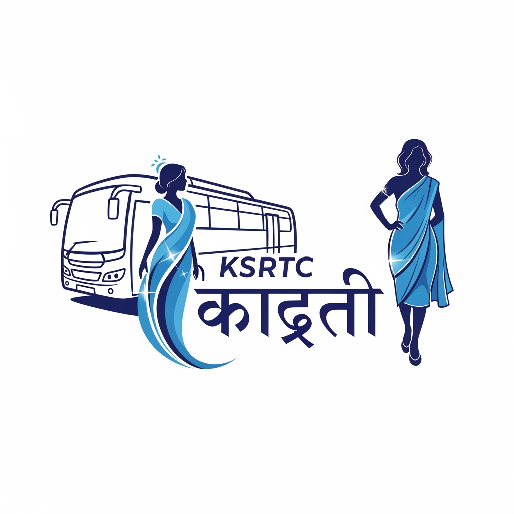 AI Design for RECENTLY KERALA HAS INTIATED FREE KSRTC BUS SERVICES FOR WOMEN. THE INTIATIVE IS CALLED പ്രിയദർശിനി. CREATE AN ELEGANT LOGO WITH A BUS AND LADIES WITH THE NAME പ്രിയദർശിനി IT SHOULD BE BLUE AND WHITE